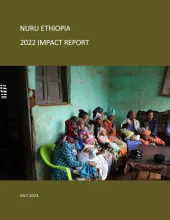 Nuru Ethiopia 2022 Impact Report This is the report cover for Nuru Ethiopia 2022 Impact Report. It shows local women holding babies in a waiting room.