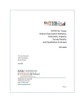 This is the report cover for PATHS for Texas: Interim Descriptive Statistics, Outcomes, Impacts, Survey Results, and Qualitative Summary 2024 Update. It shows