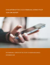 This is the report cover for Evaluation of the CCCCO Financial Literacy Pilot: Year One Annual Report.