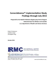 This is the report cover for CareerAdvance® Implementation Study Findings through July 2015.