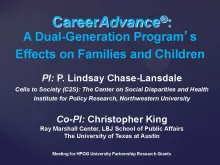 This is the first presentation slide for CareerAdvance: A Dual-Generation Program’s Effects on Families and Children.
