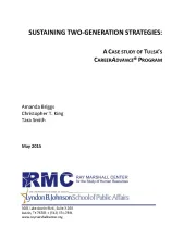 This is the report cover for Sustaining Two-Generation Strategies: A Case Study of Tulsa’s CareerAdvance® Program.