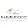 This is the TLL Temple Foundation logo.  The image features Temple's signature in green cursive along with the name and mission phrase spelled out in black and green lettering.