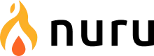 This is the logo for Nuru. It has Nuru written in blac, lowercase letters with an image of a flame on the left.