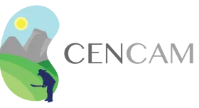 This is the logo for the Consortium for the Epidemic of Nephropathy in Central America and Mexico (CENCAM).  It has an image of mountains on the left and the letter CENCAM on the right.