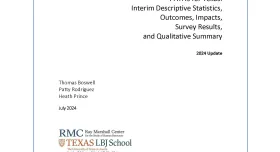 This is the report cover for PATHS for Texas: Interim Descriptive Statistics, Outcomes, Impacts, Survey Results, and Qualitative Summary 2024 Update.  It shows 