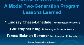 This is the first presentation slide for CareerAdvance ®: A Model Two-Generation Program Lessons Learned.