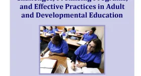 This is the report cover for Challenges, Promising Programs, and Effective Practices in Adult and Developmental Education.