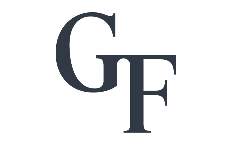 This is a Gates Foundation logo.  The image features GF in black upper case lettering against a white backgroun.